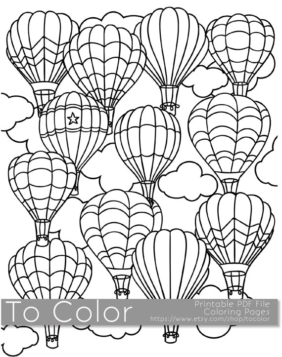 570x723 Items Similar To Printable Hot Air Balloon Coloring Page