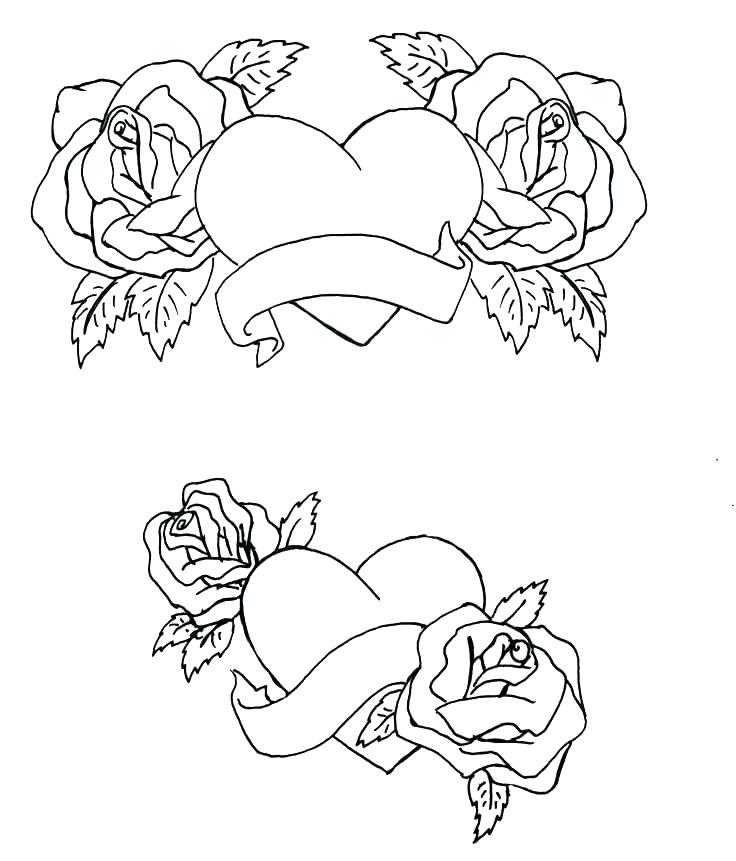 736x861 Roses And Hearts Coloring Pages Coloring Pages Hearts Coloring