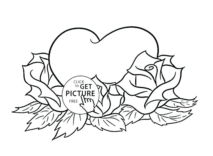 736x542 Coloring Page Heart Roses Coloring Page Free Printable Rose