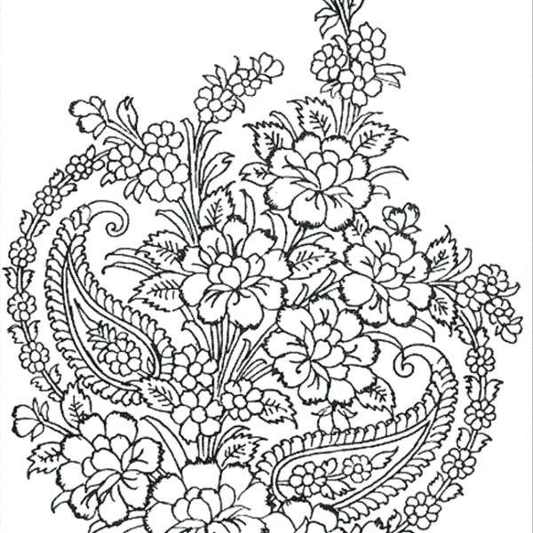 600x600 Free Printable Flower Bouquet Coloring Pages