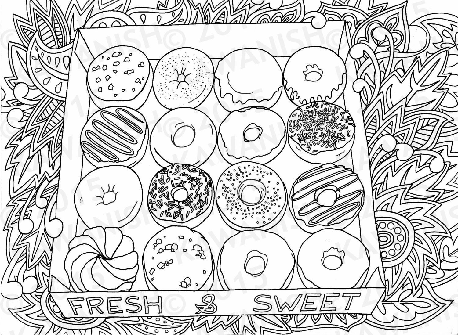 1500x1098 Donut Coloring Page Tasty Donuts Free Printable Pages