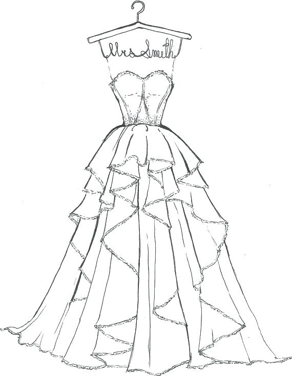 570x735 Wedding Dresses Coloring Pages Excellent Dress Coloring Page