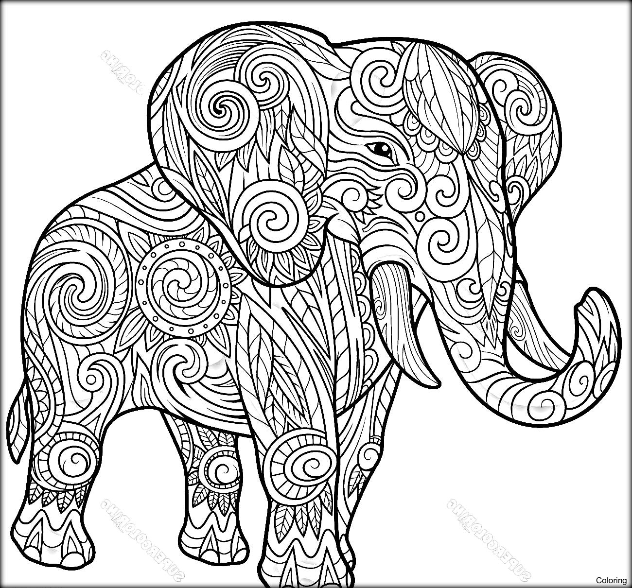 1300x1210 Printable Elephant Adult Coloring Pages Coloring Page Free