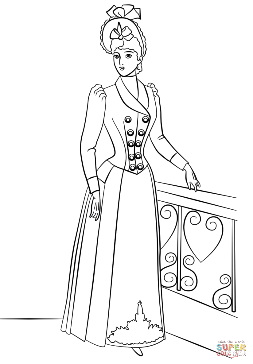 824x1186 Victorian Fashion Coloring Page Free Printable Coloring Pages