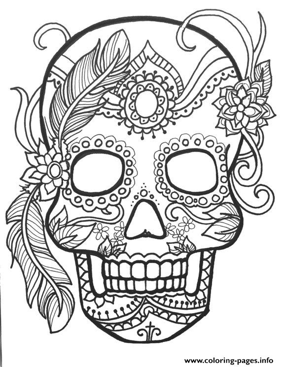 570x744 Modern Ideas Flower Coloring Pages Sugar Skull Adult Printable
