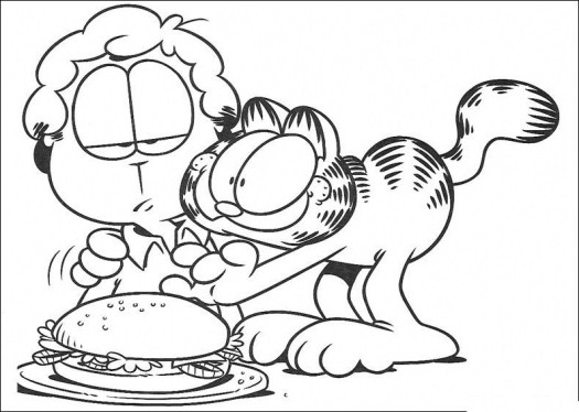 525x374 Free Garfield Coloring Print Pages
