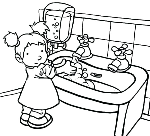 600x544 Hygiene Coloring Pages Hygiene Coloring Pages A Sink Is For Hand