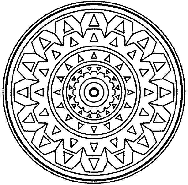 600x589 Coloring Pages Full Size Medallion Mandala Mosaic Coloring Page