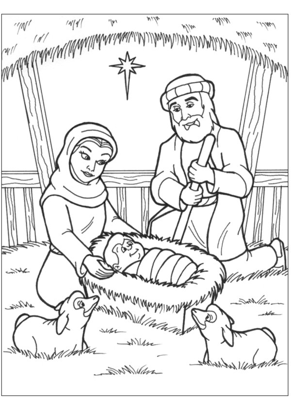 600x831 Merry Christmas Nativity Coloring Page