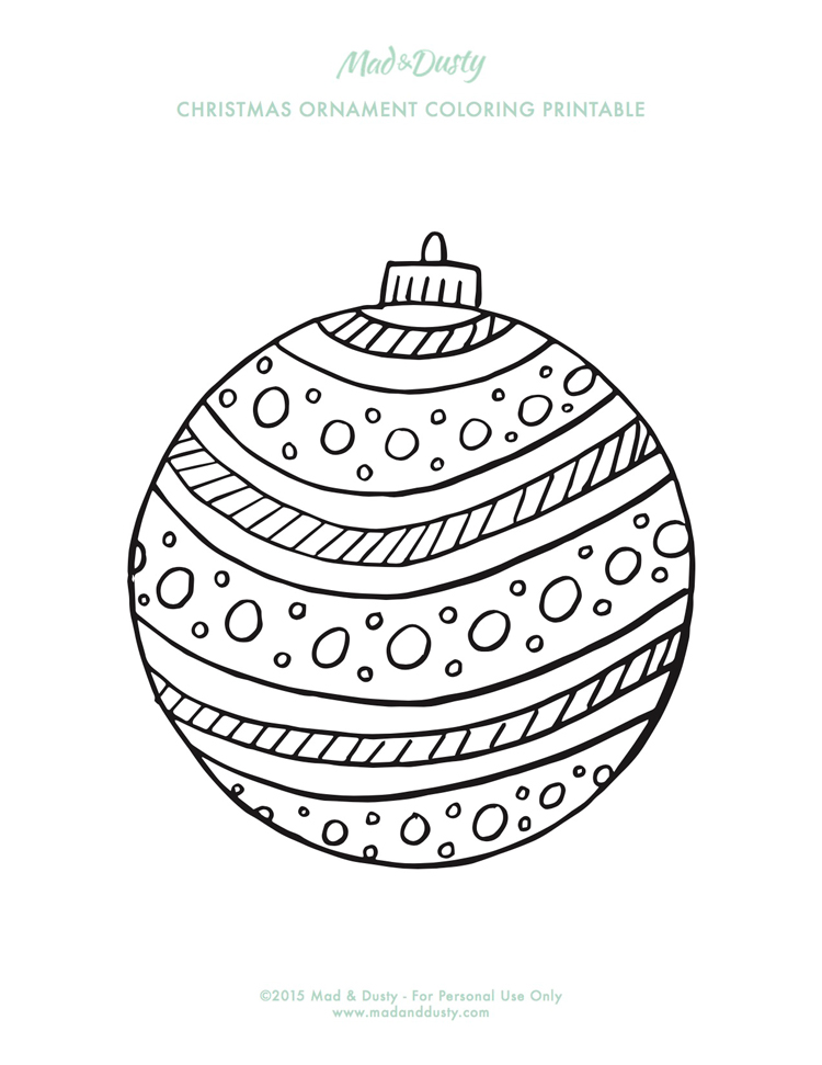 750x971 Christmas Ornament Coloring Pages Mad Dusty