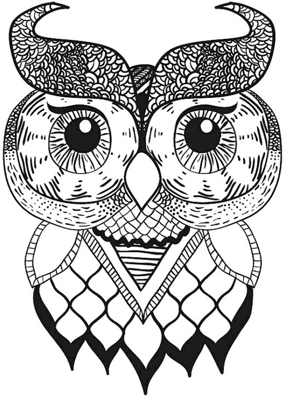 584x820 Owl Coloring Pages For Adults Free Detailed Owl Coloring Pages