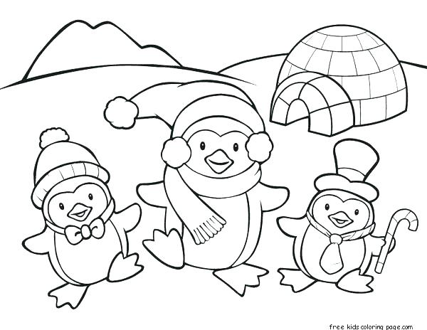 600x464 Printable Penguin Coloring Pages Winter Penguin Coloring Pages