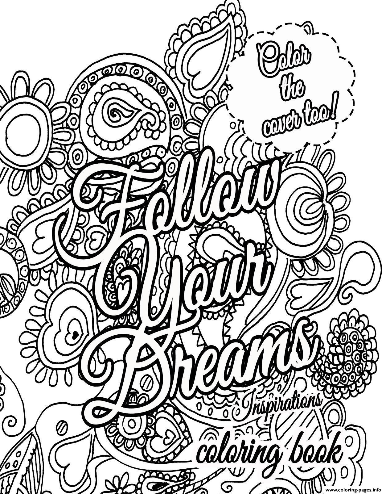 1252x1600 The Best Quote About Dream For Adults Coloring Pages Printable