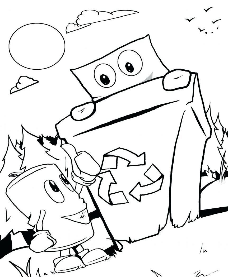 863x1050 Free Earth Day Coloring Page For Children Lets Recycle Symbol