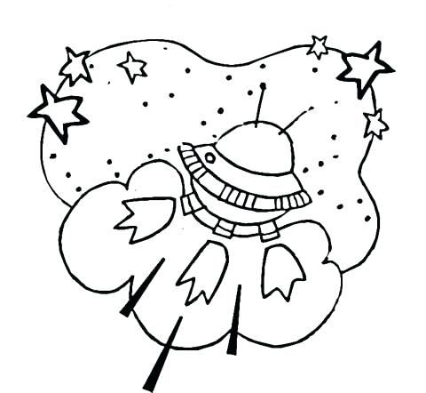 480x442 Alien Spaceship In Outer Space Coloring Page Free Printable Click