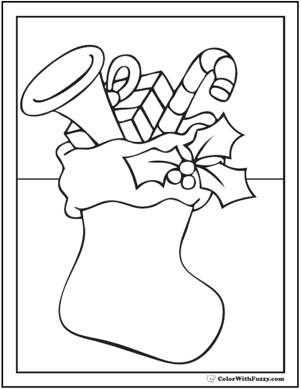 590x762 Printable Christmas Stocking Coloring Page