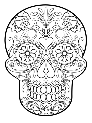 358x480 Sugar Skulls Coloring Pages Sugar Skull Coloring Page Free