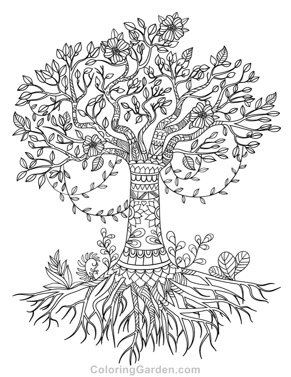 600x776 Free Printable Tree Of Life Adult Coloring Page Download It