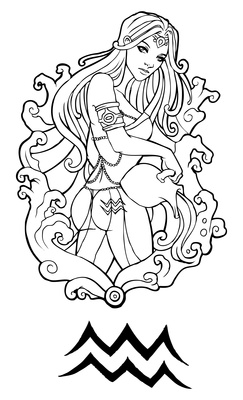 243x400 Aquanus Coloring Page Tribal Zodiac Virgo Colouring Pages, Color
