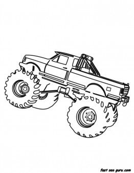 262x338 Free Printable Monster Truck Coloring Page For Boy Birthday