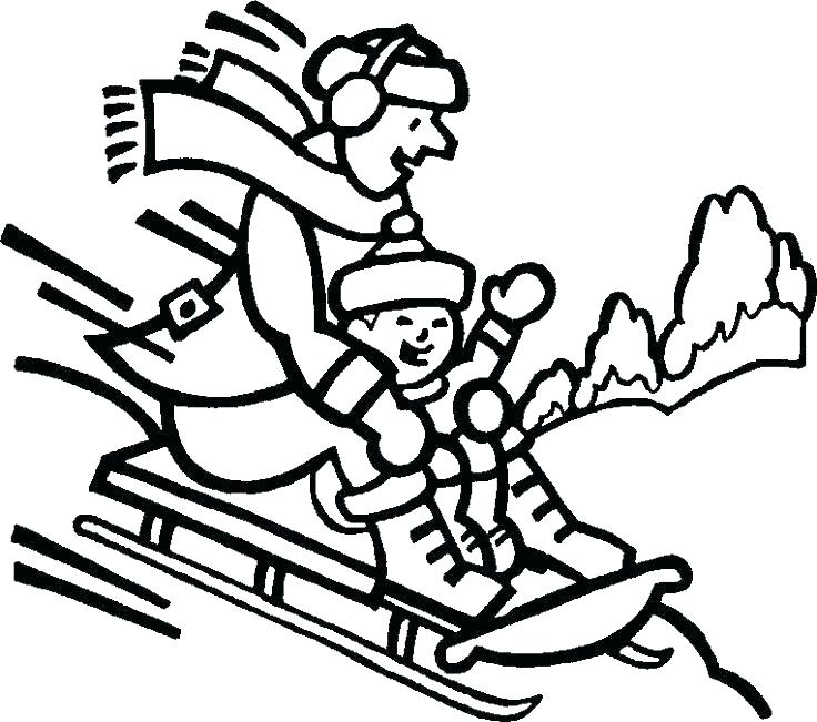 736x651 Free Printable Winter Coloring Pages For Kindergarten Sledding