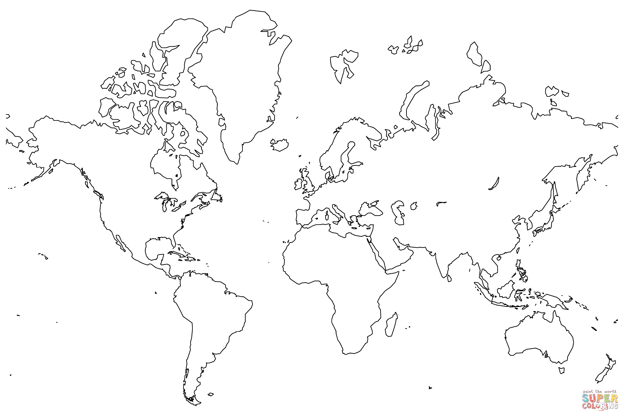 2500x1667 Blank Map Of The World Coloring Page Free Printable Pages