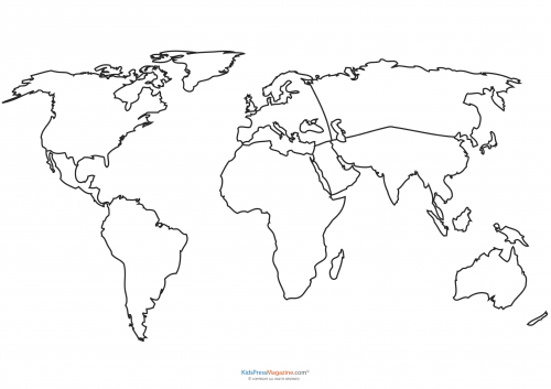 500x353 World Map Coloring Page