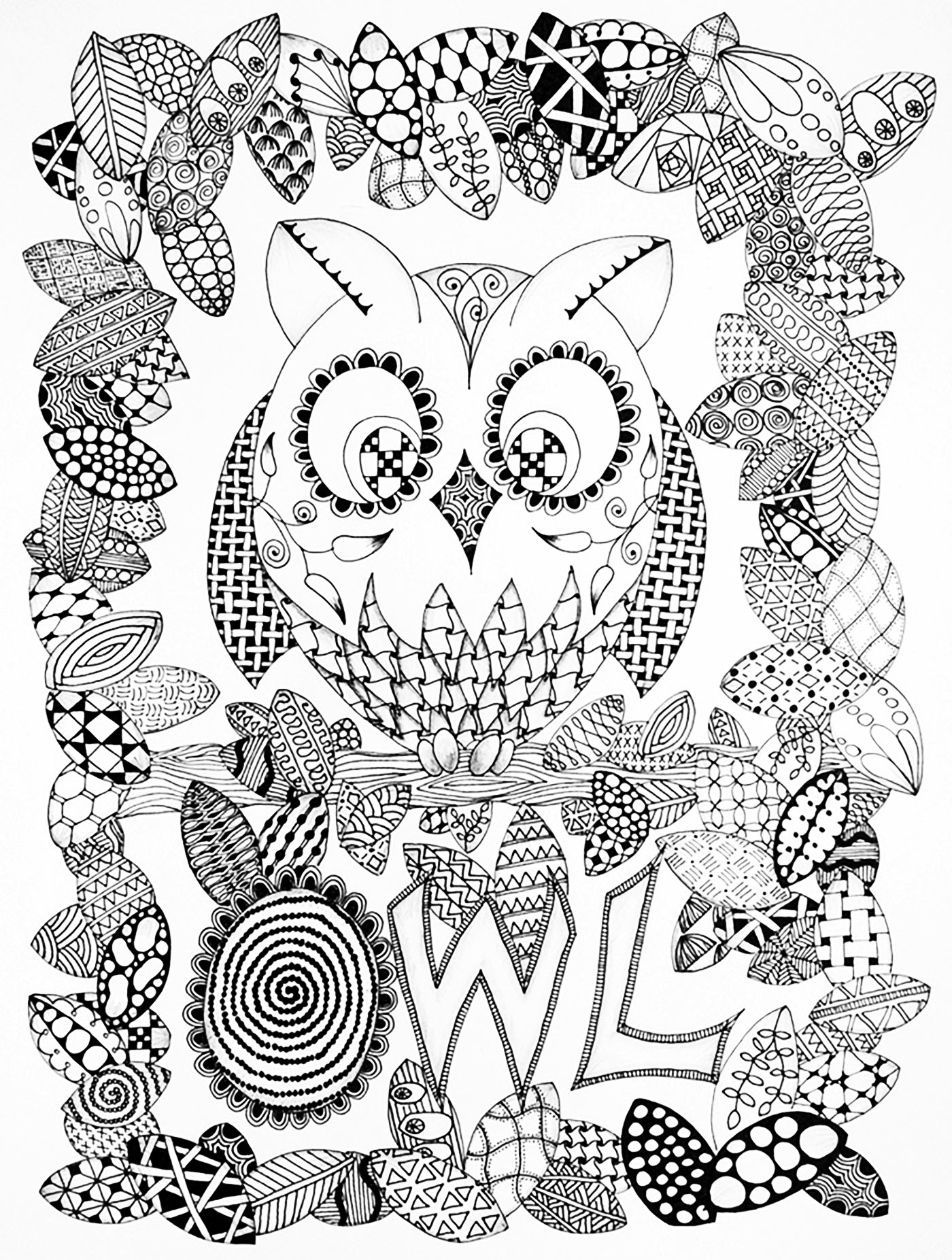 1400x1853 Zen Coloring Pages Owls In Tree Collection Coloring For Kids