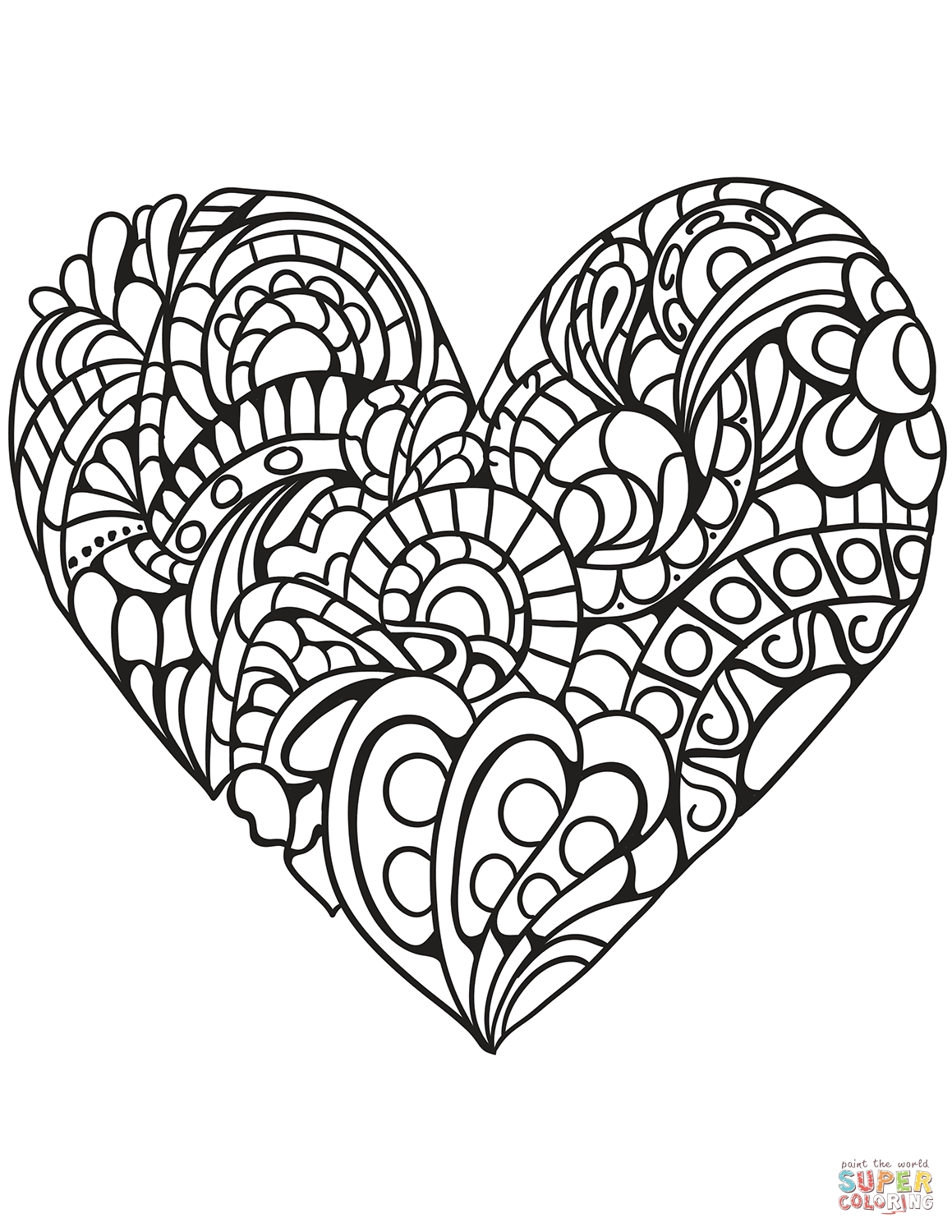 1159x1500 Heart Zentangle Coloring Pages Printable Coloring For Kids