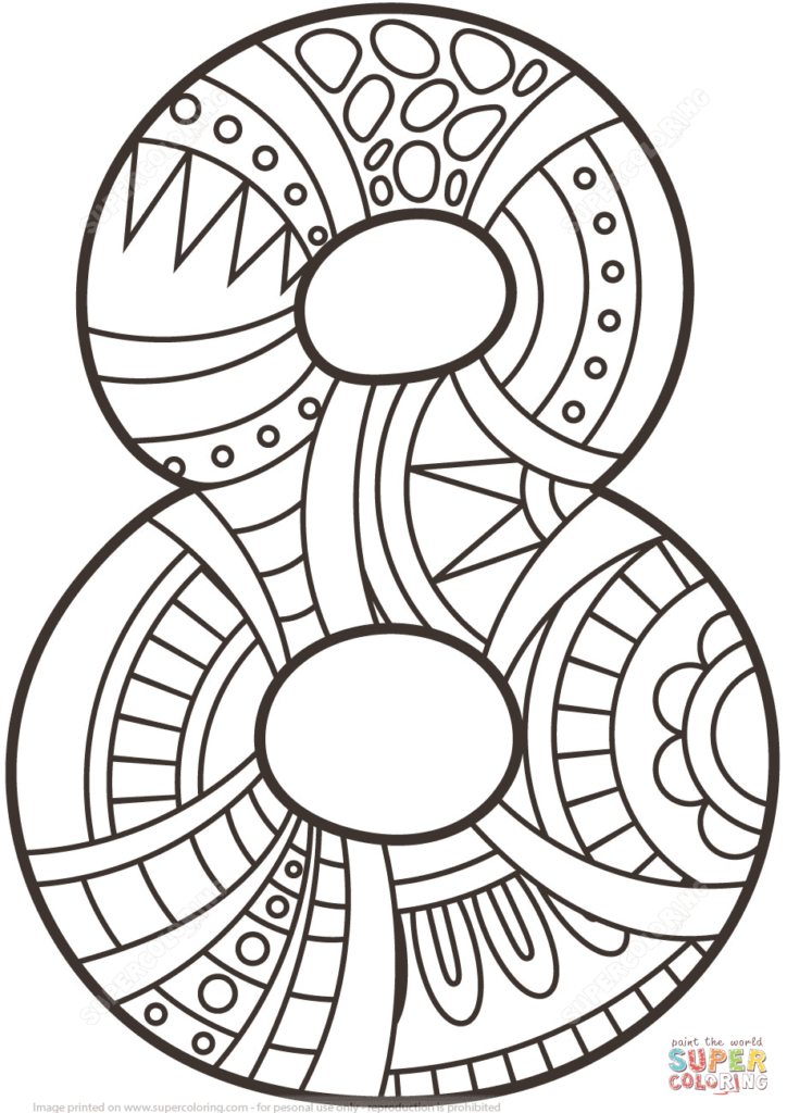 724x1024 Number Zentangle Coloring Page Free Printable Pages