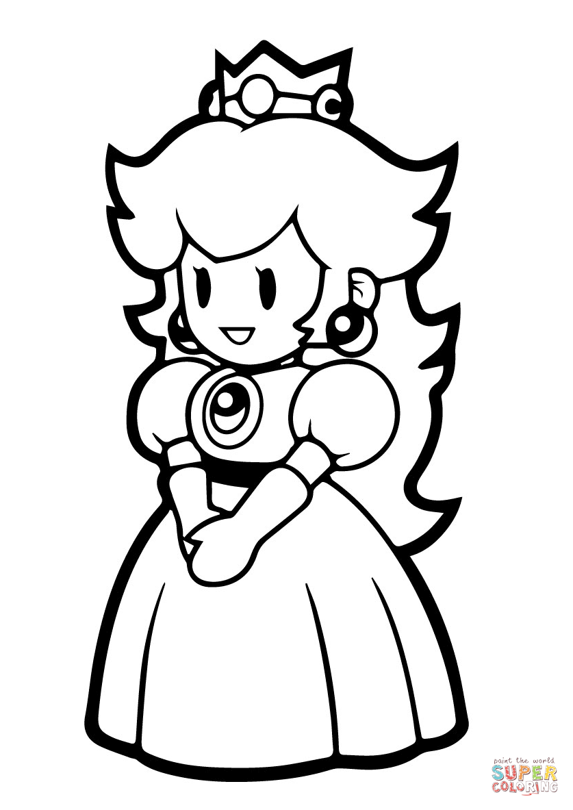 837x1183 Mainstream Peach From Mario Coloring Pages Simple Princess