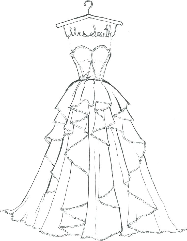 736x950 Coloring Pages Dresses Dress Coloring Page Colouring Pages Wedding