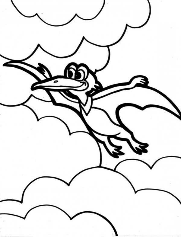 600x785 Cute Little Pteranodon Coloring Page Coloring Sun