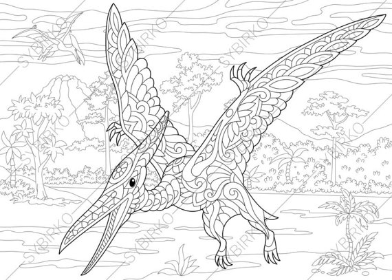 570x407 Pterodactyl Dinosaur Pterosaur Dino Coloring Pages Animal