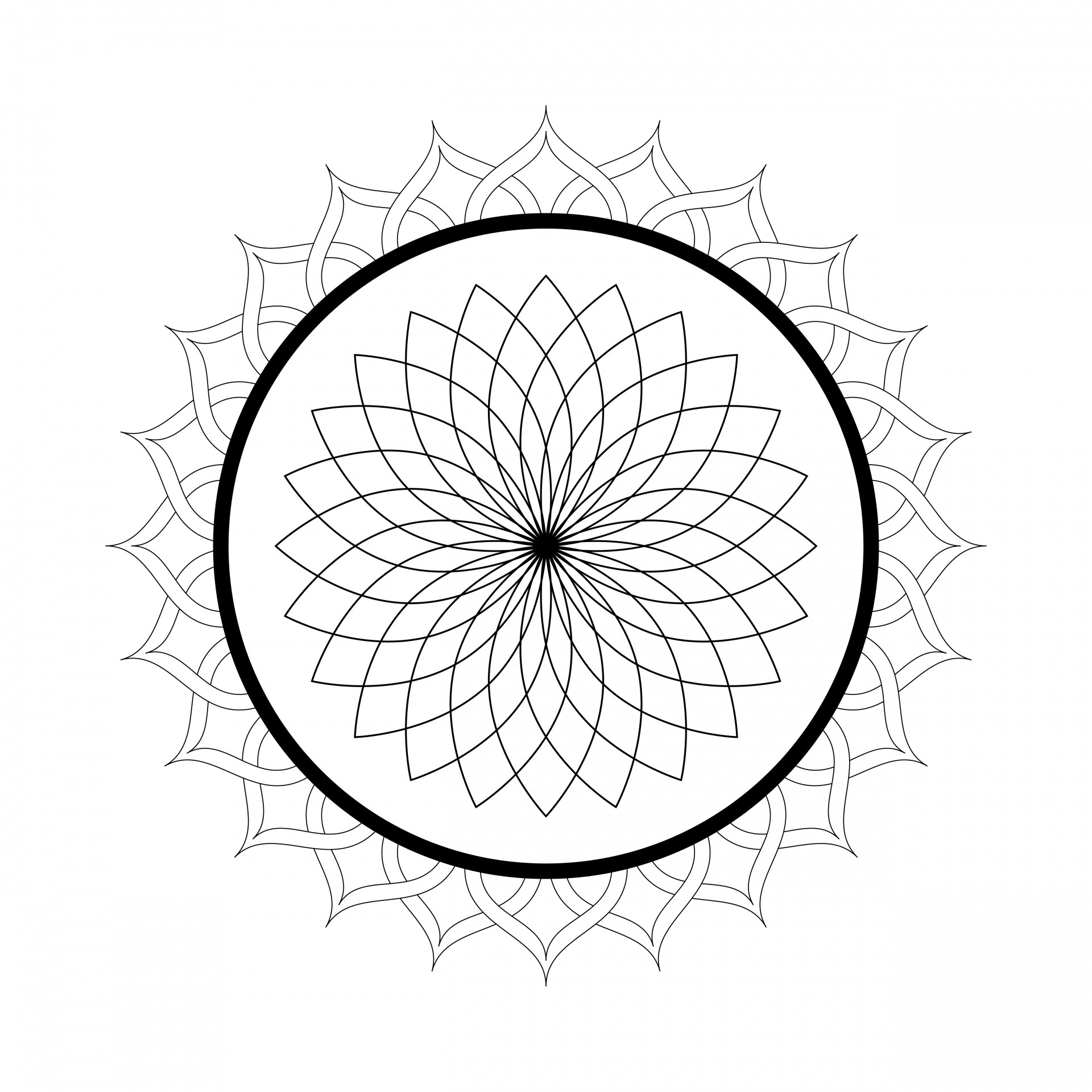 1920x1920 Kaleidoscope Mandala Coloring Page Free Stock Photo
