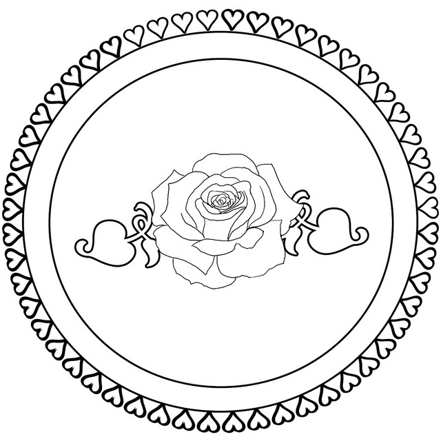640x640 Rose Coloring Mandala Free Printable