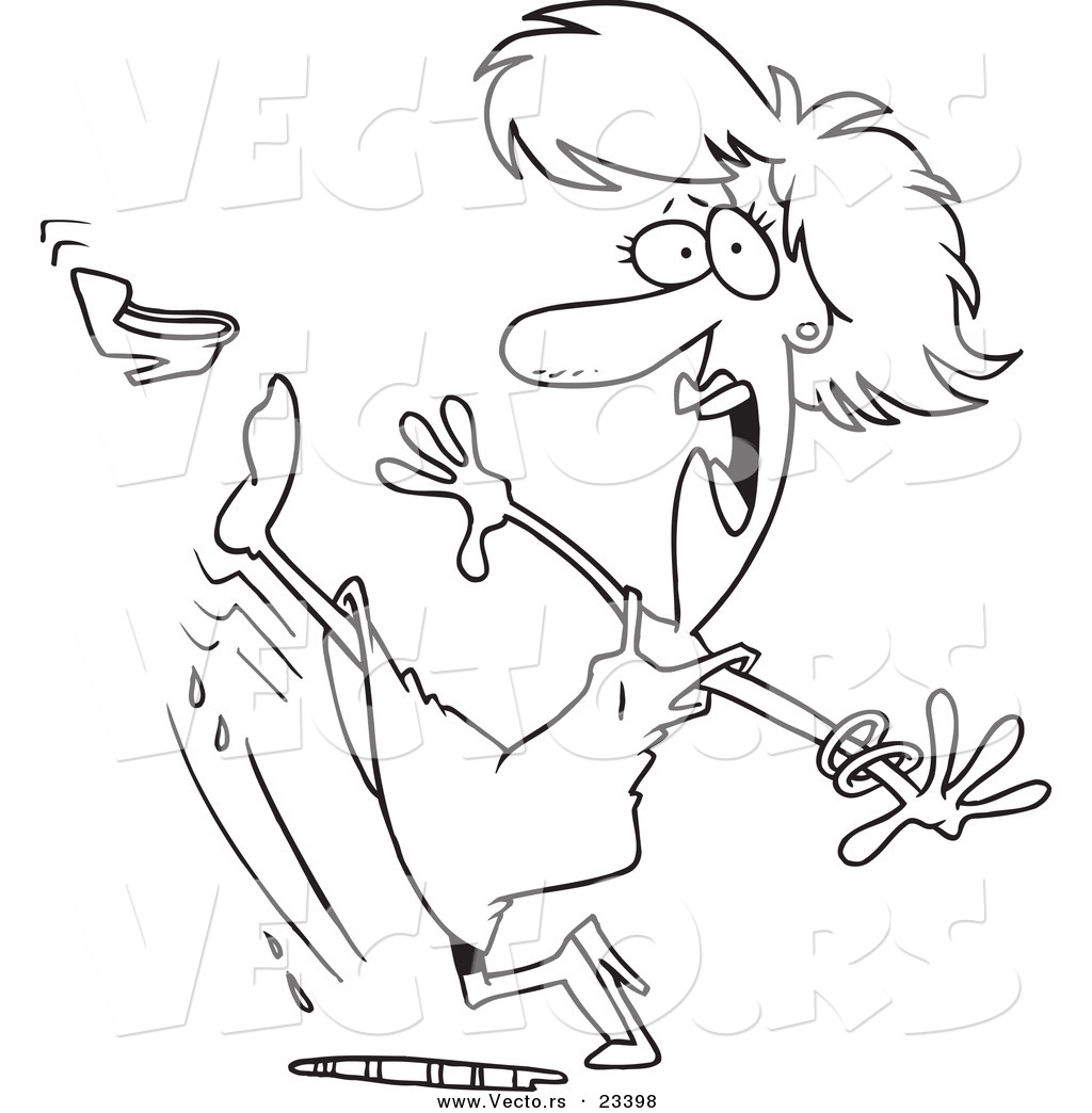 1024x1044 Cartoon Vector Of Cartoon Woman Slipping In A Puddle