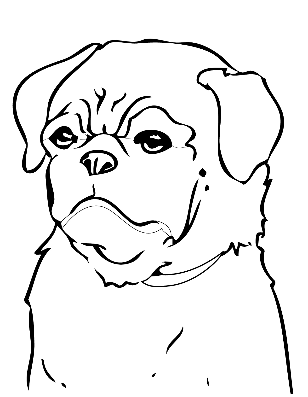 1286x1656 Pug Coloring Page