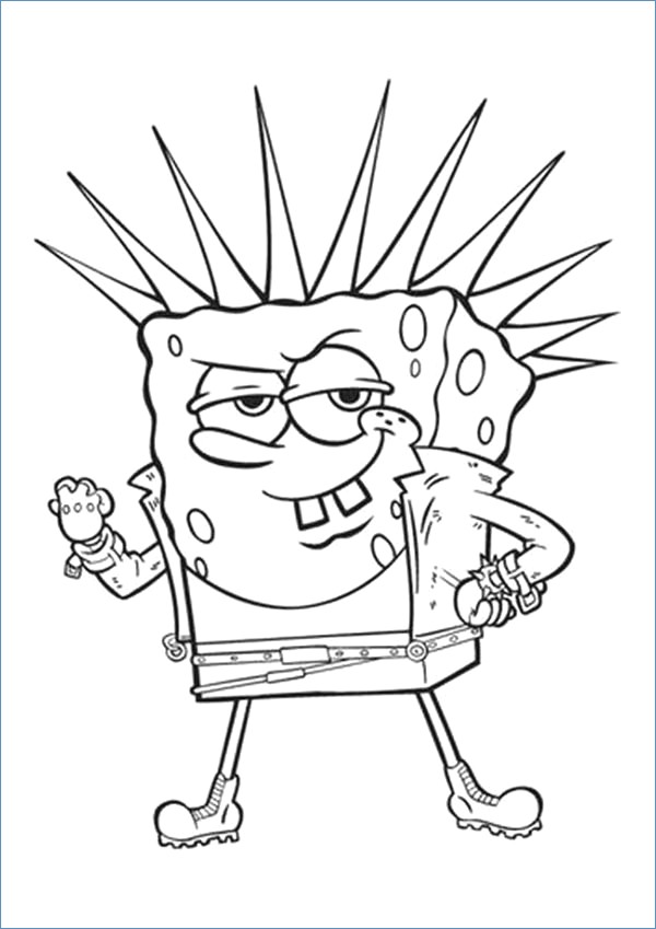 600x849 Spongebob Squarepants Punk Coloring Page