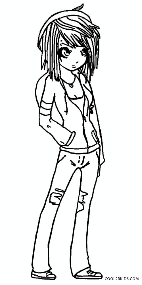 500x1000 Printable Emo Coloring Pages For Kids