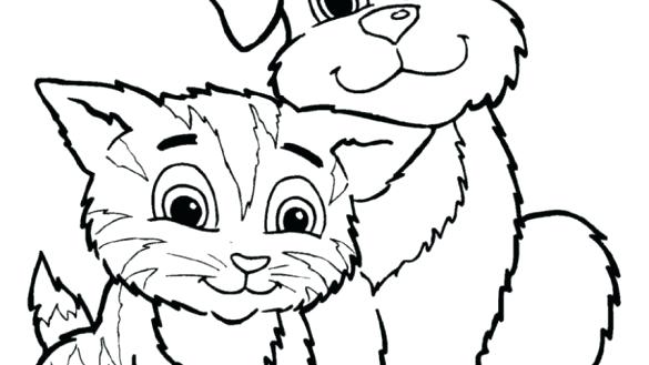 585x329 Puppy Kitty Coloring Pages Free Printable Hello For Kids