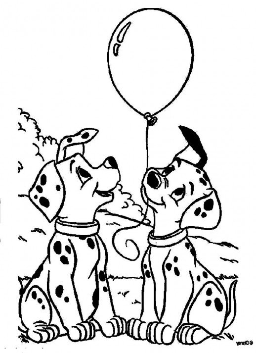 518x713 The Puppies Of Dalmatians Playing A Balloon Coloring Pages