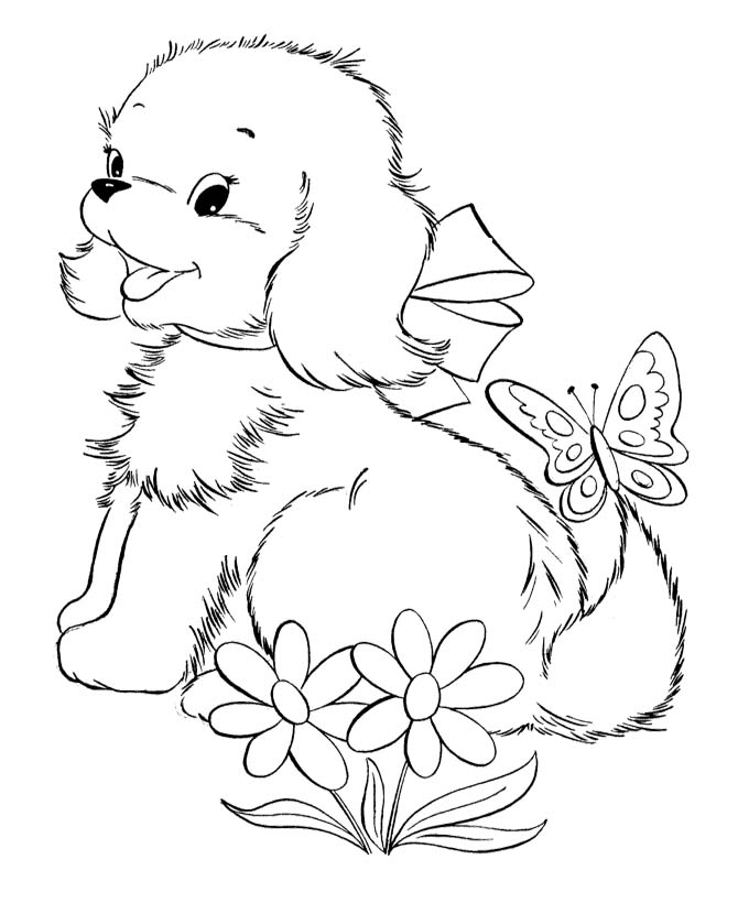670x820 Adorable Puppies Coloring Pages Cute Ba Puppies And Butterfly