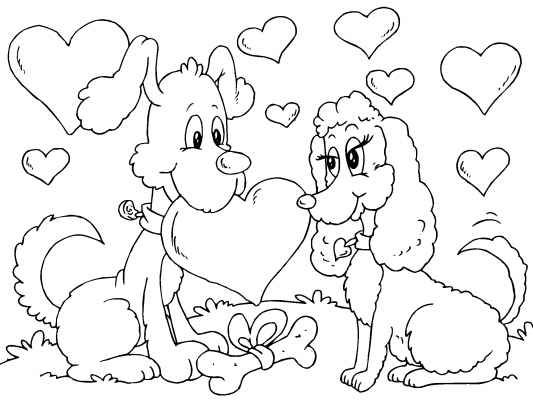 533x400 Puppy Love! Have Fun Coloring In This Cute Valentines Day Coloring