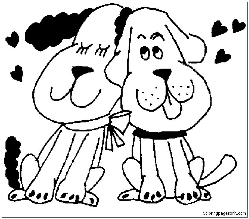 821x722 Puppy Love Valentine Coloring Page Puppy Coloring Pages