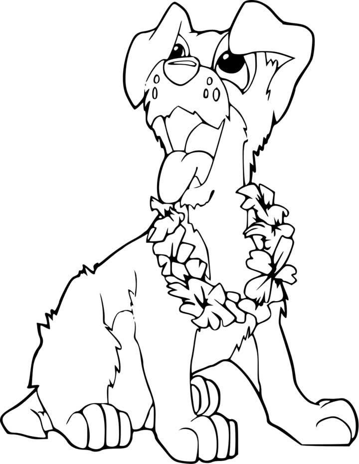 720x932 Puppy Outline Coloring Page