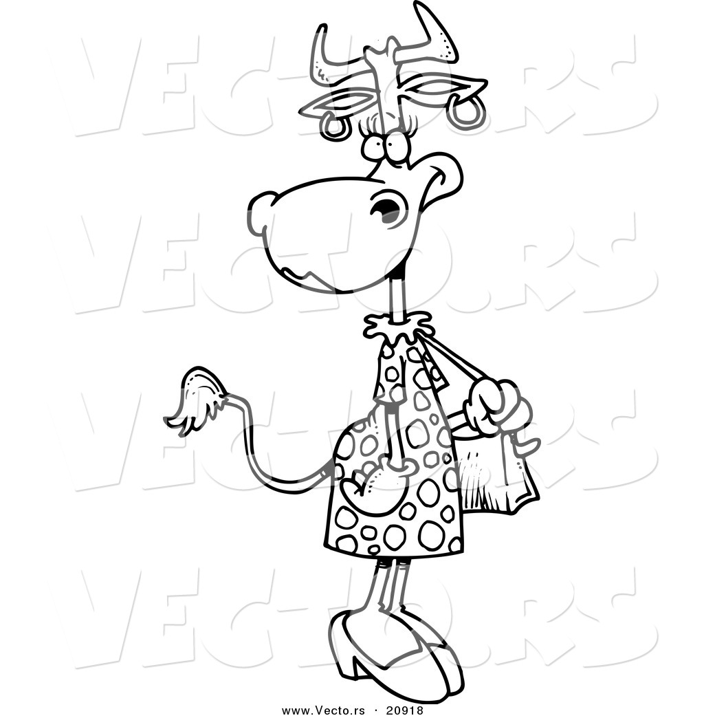 1024x1044 Vector Of A Cartoon Female Cow Carrying A Purse