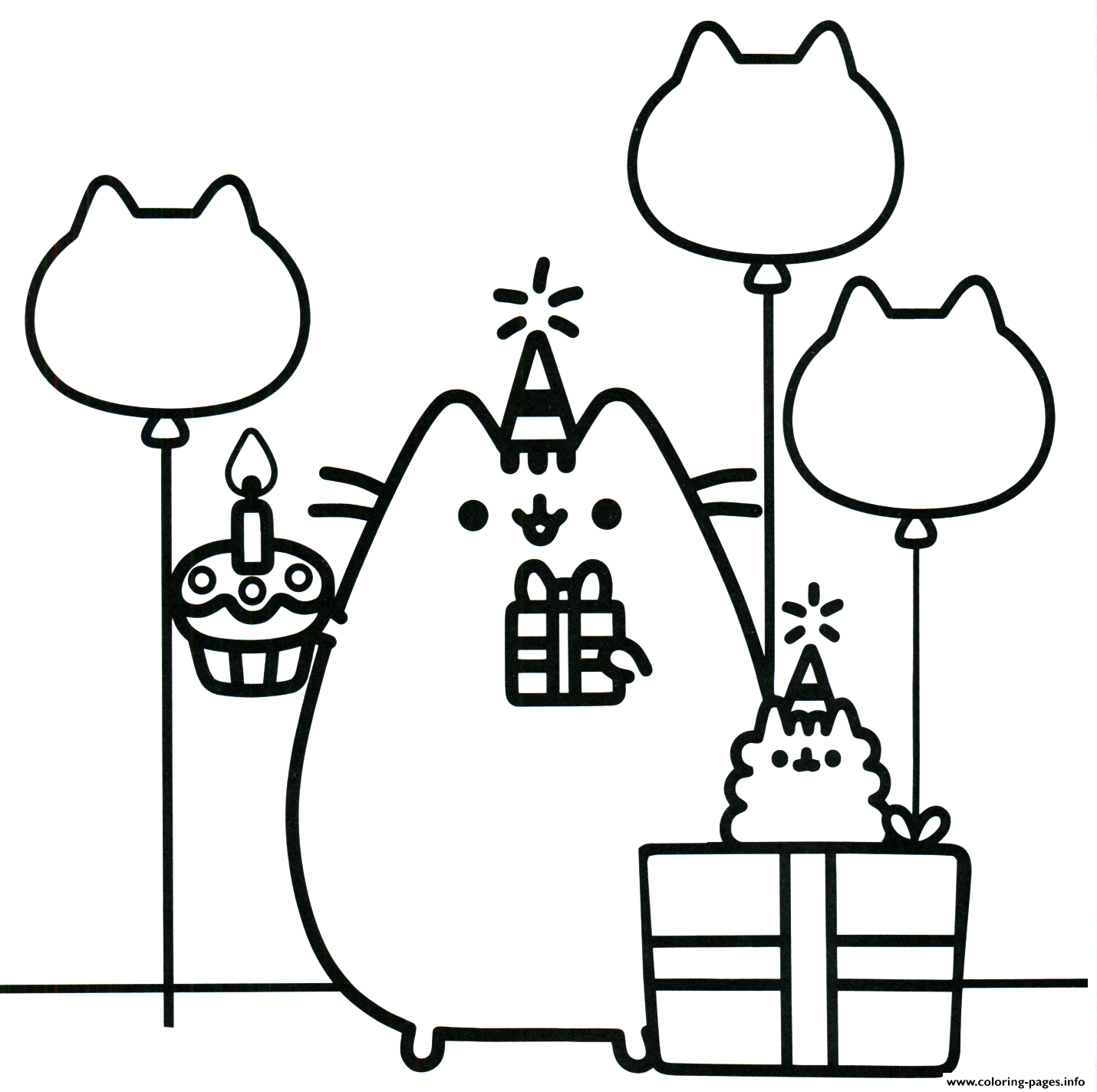 1430x1424 Pusheen The Cat Party Coloring Pages Printable