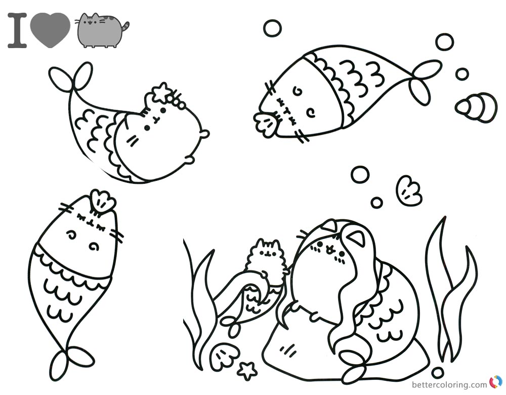1000x780 Pusheen Coloring Pages Beautiful Mermaid