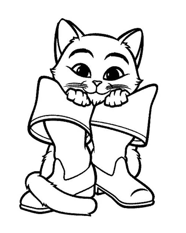 600x751 Puss In Boots Standing Behind Boots Coloring Pages Batch Coloring